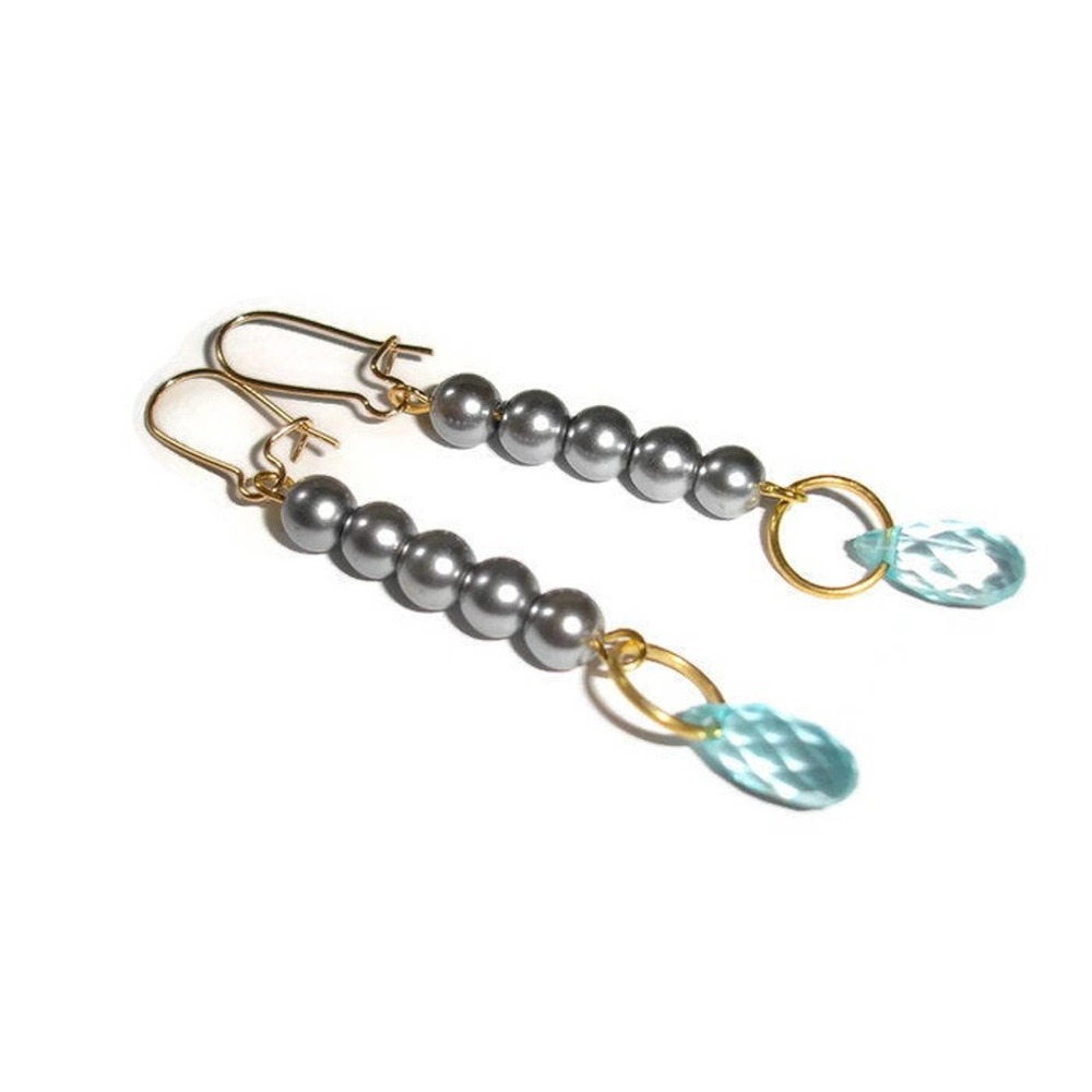 Silver Pearl earrings Grey pearl earring